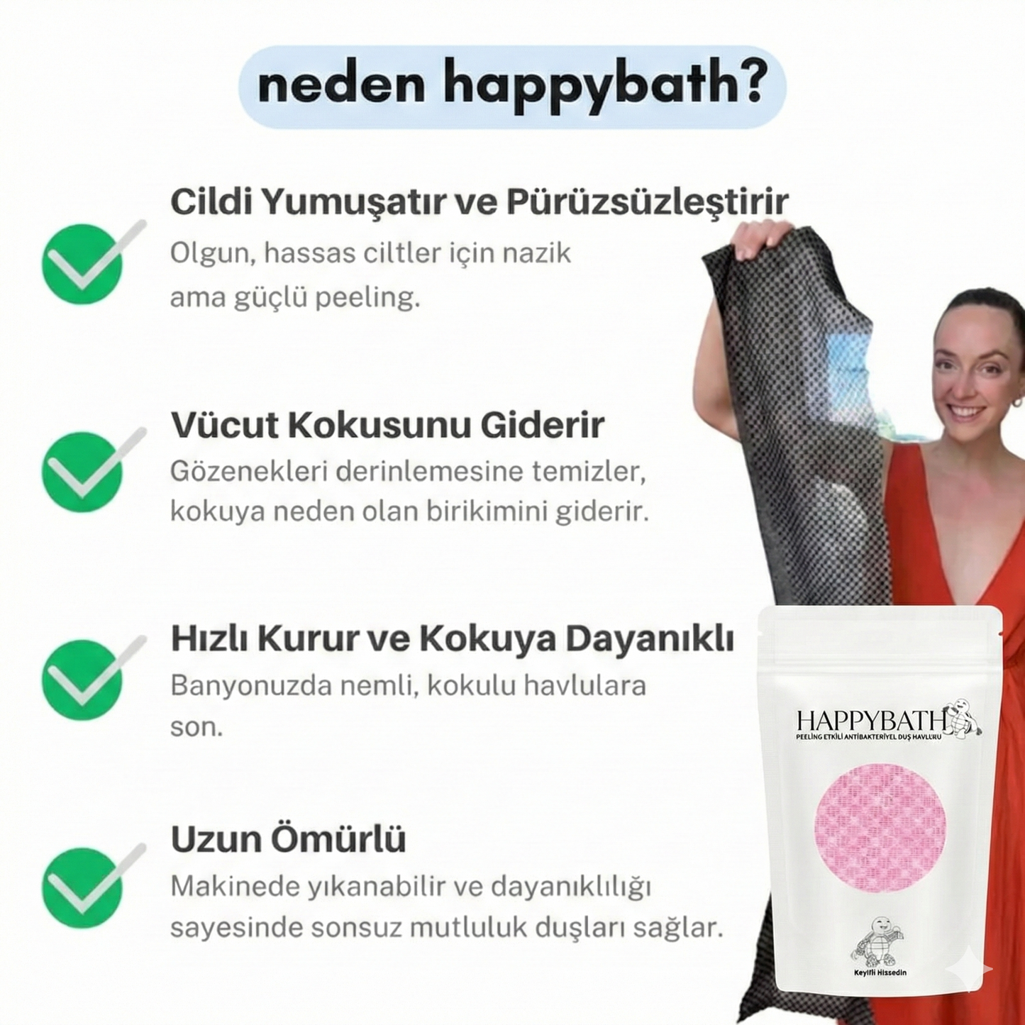 HAPPYBATH PEELİNG ANTİBAKTERİYEL DUŞ HAVLUSU